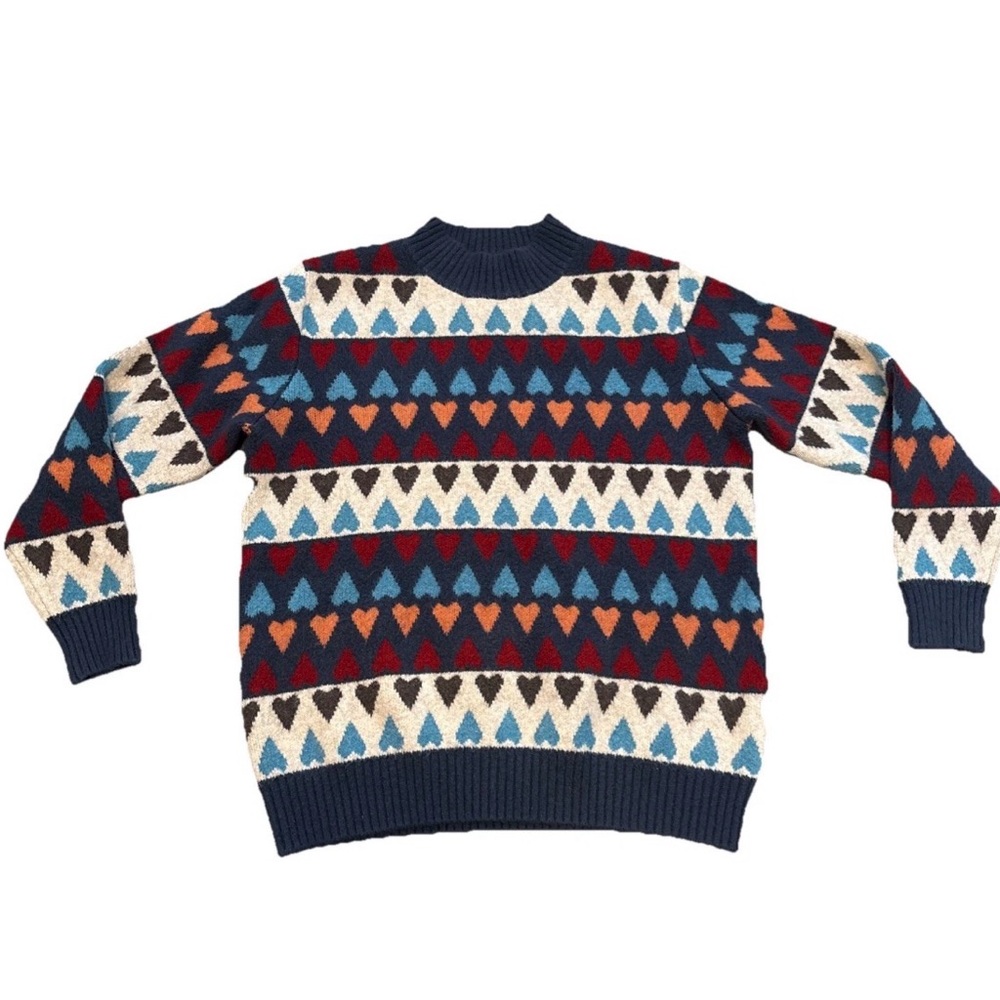 Jayley Collection Love Heart Crewneck Cashmere & Banana Peel Jumper Sweater, OS